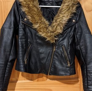 Faux black leather jacket